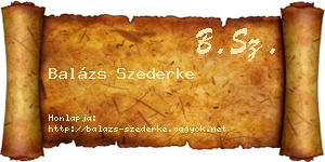 Balázs Szederke névjegykártya